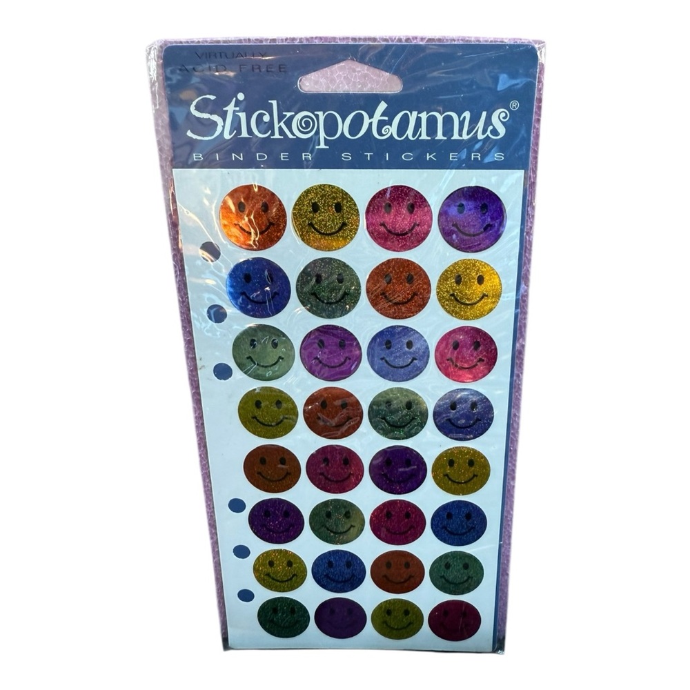 NEW PACK Stickopotamus Metallic Binder Stickers SMILE FACE Happy Sparkly